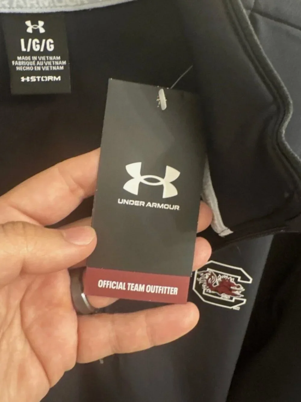 Under Armour South Carolina Football Team Issued 1/4 Zip Men's Large Black NWT
